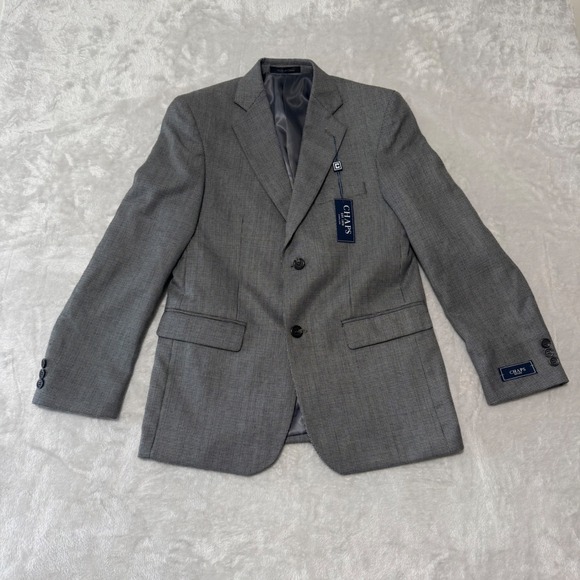 NWT‎ Chaps Gray Plaid Blazer Jacket Classic Fit Boys Size 16R - Picture 1 of 11